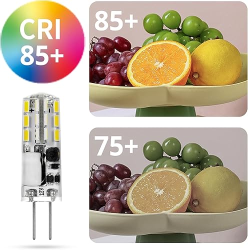 Miniatura 10 de 10 bombillas LED G4, luz blanca cálida de 3000 K, base bi-pin JC, 1.5 W ACDC 12 V, bombillas halógenas de repuesto T3 de 10 W-20 W, no regulables
