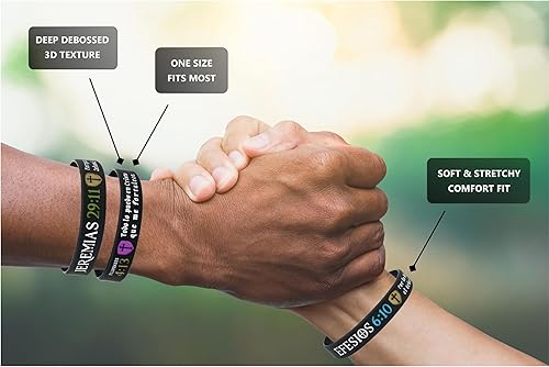 Miniatura 6 de Pulseras La Biblia Reina-Valera (paquete de 12)  Filipenses 413, Jeremias 2911, Romanos 828 y Efesios 610  Paquete a granel de pulseras de silicona