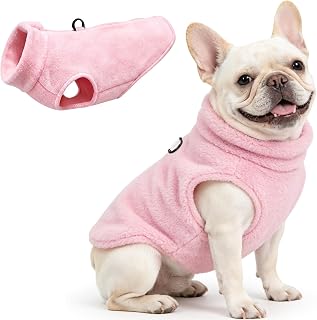 Idepet Dog Fleece Vest Sweater Zip Up Warm Pullover Dogs Jacket with D-Ring Leash Winter Cold Weater Coat Pet Sweatershirt Clothes Hoodie for Small Medium Dogs Boy Girl (Pink, XS)