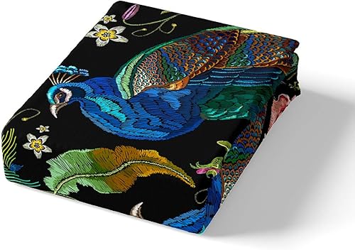 Miniatura 2 de Erosebridal Funda de edredón de pavo real, tamaño matrimonial, funda de edredón de flores vintage, juego de ropa de cama de plumas de pavo real,