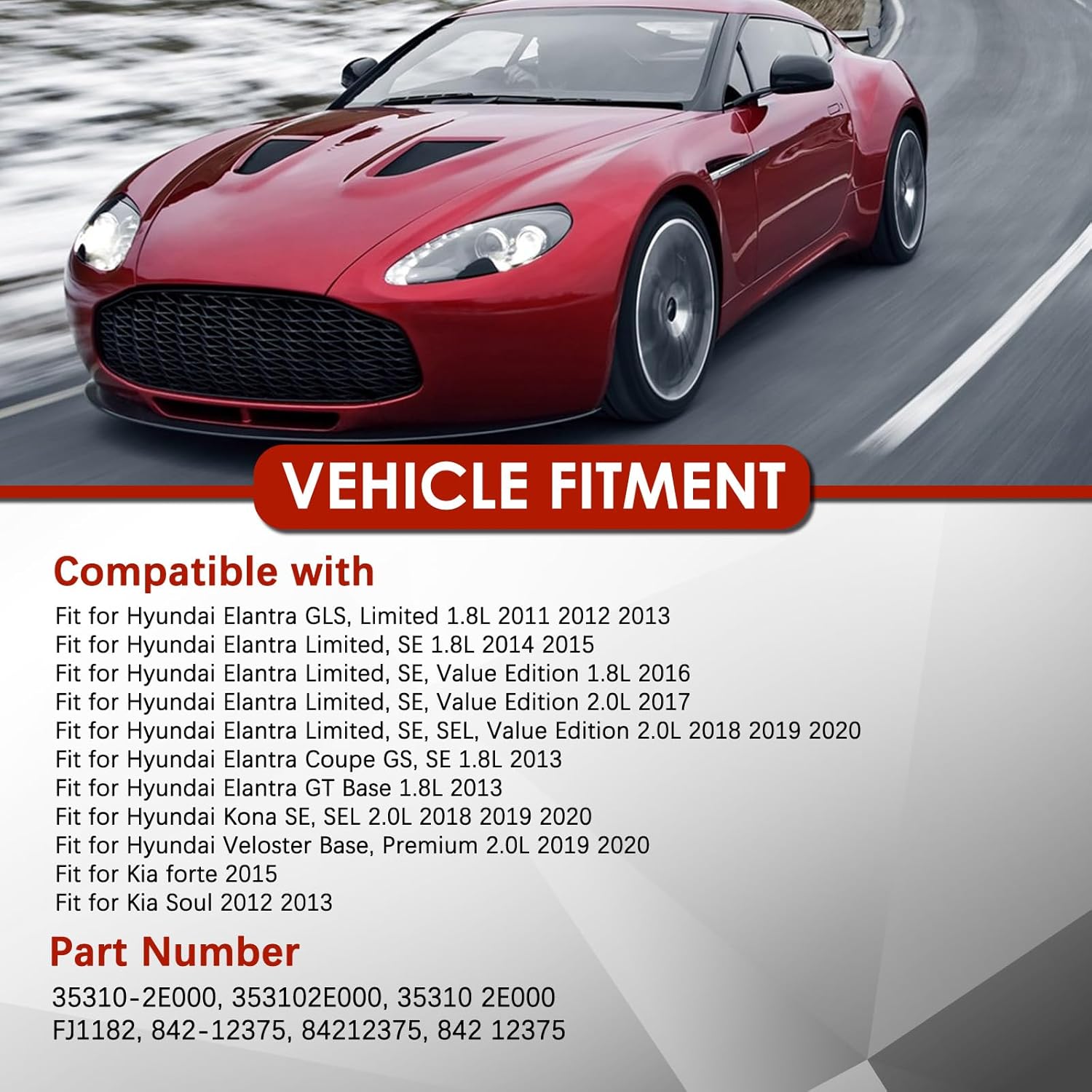 4Pcs Fuel Injectors fit for Elantra Limited 1.8L 2011-2020 for Kona SE SEL 2.0L 2018 2019 2020 for Veloster Base Premium 2.0L 2019 2020 Fit for Kia forte 2015 for Soul 2012 2013