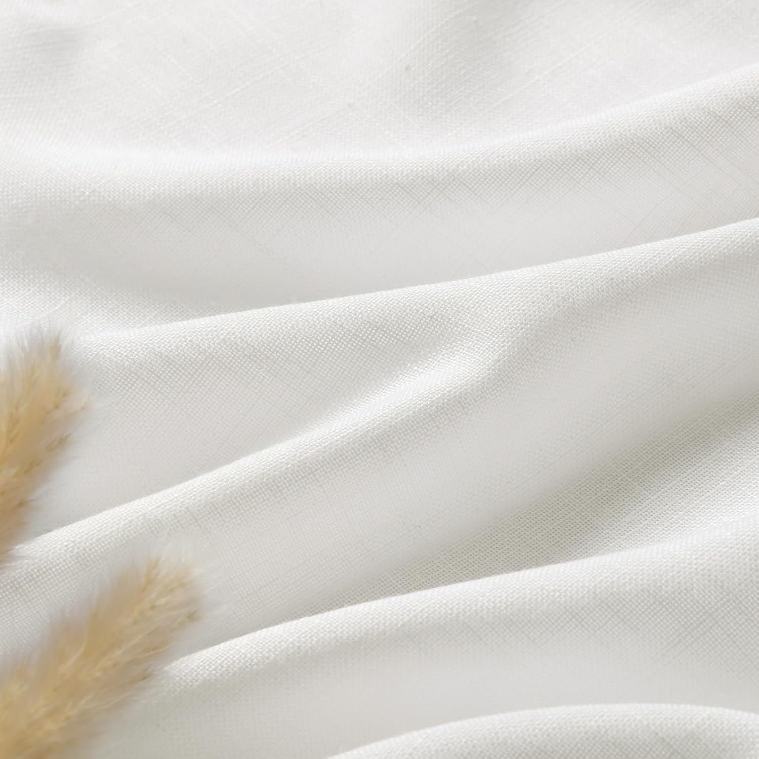 Off White Linen Curtains 63 inches Long for Bedroom Back Tab Sheer White Curtains Narrow Mini Skinny Door Decor Cotton Textured Gauze Curtain for Bathroom Kitchen 2 Panel Set 38x63 thumbnail