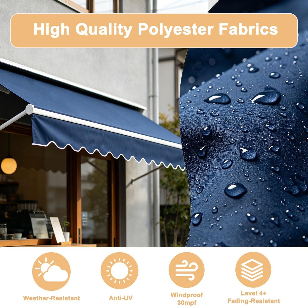 Générique Toile Tissu de Remplacement Store Auvent, Terrasse Fenêtre Couverture Banne en Polyester Imperméable avec Lambrequin 2m 3.0m 4m 5m 6m(Rouge,B600cmxL300cm)