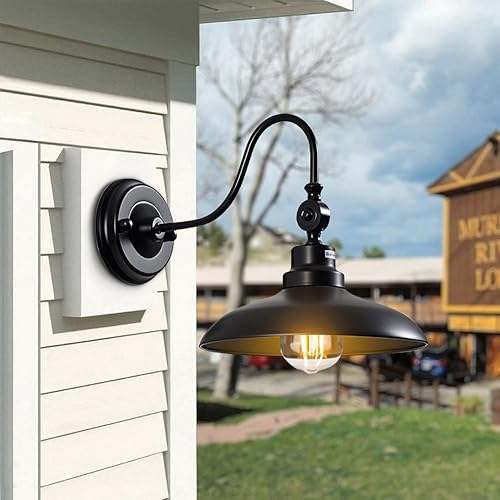 Miniatura 8 de Luces de pared retro impermeables para exteriores, cuello de cisne ajustable, luz exterior de granero de 9.8 pulgadas, lámpara de pared vintage