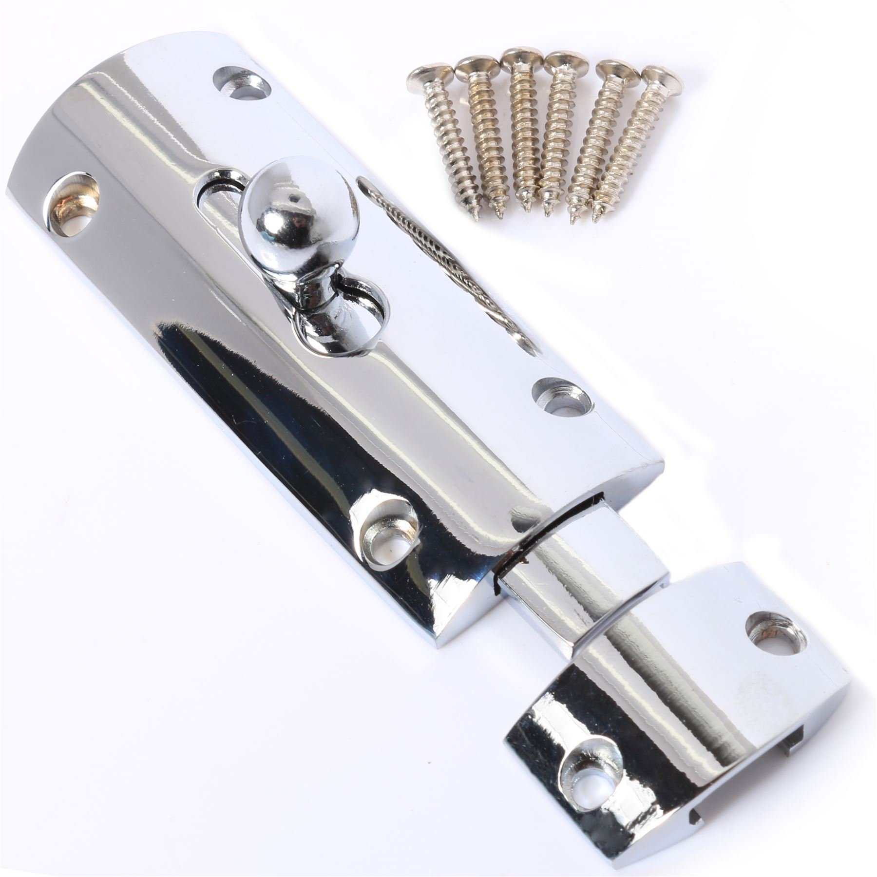 White Hinge White Polished Chrome 3" / 75Mm Door Bolt