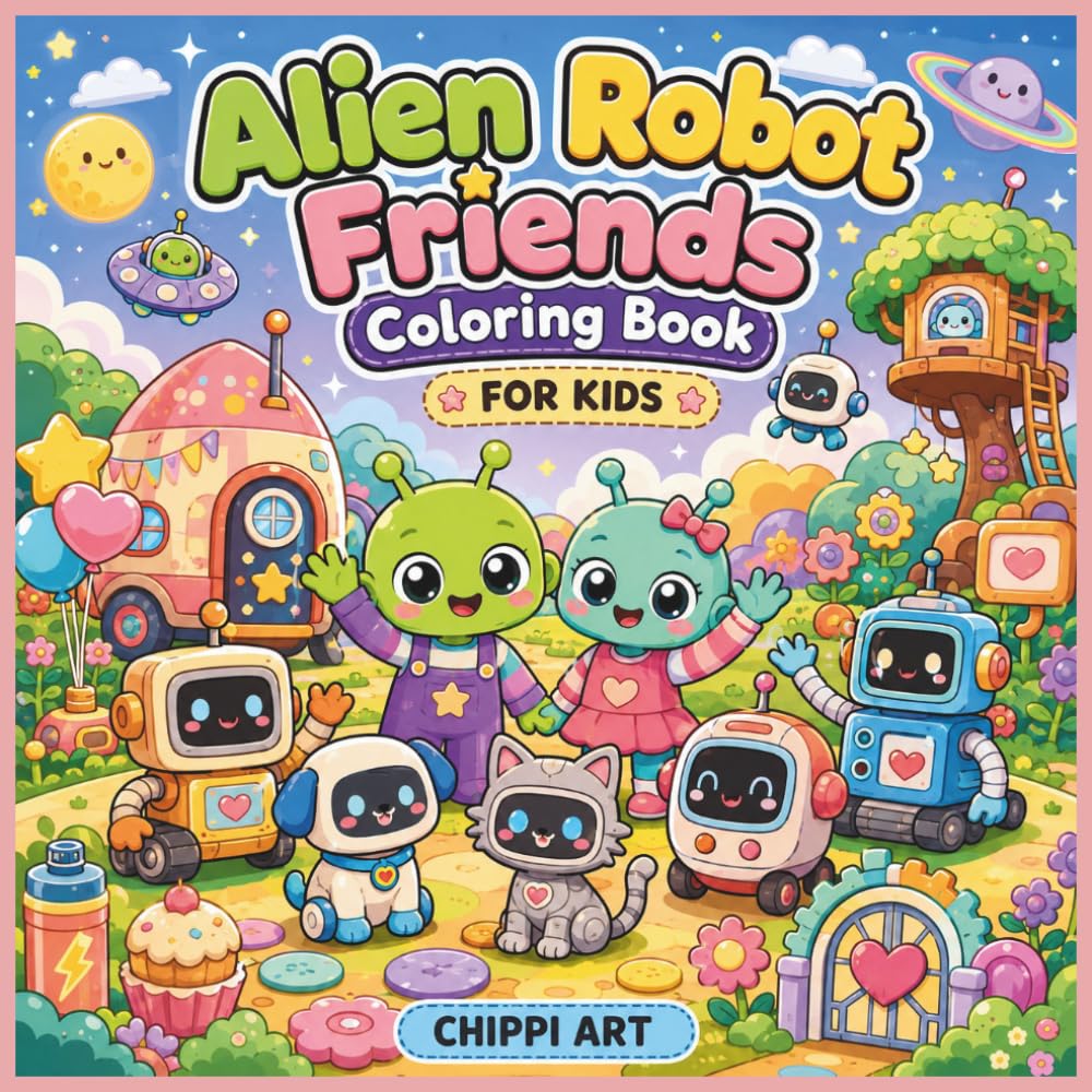 Alien Robot Friends Coloring Book for Kids: Cute Space Robots, Friendly Aliens, and Fun Galaxy Adventures for Kids (Cute and Cozy Galaxy Coloring Books for Kids)