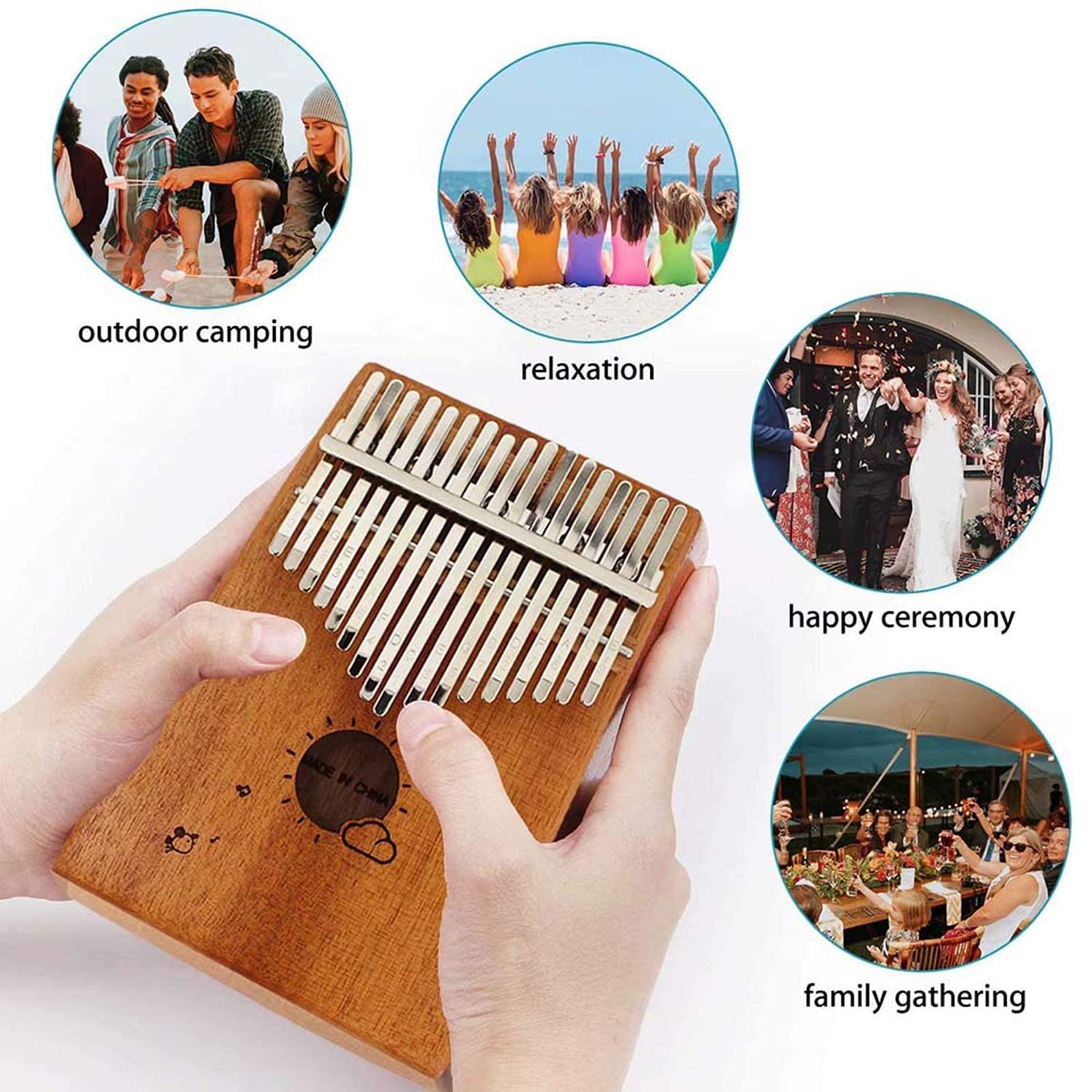 Kalimba 17 Clés, Thumb Piano Finger Piano Percussion Instrument De Musique Cadeau pour Les Mélomanes Débutants
