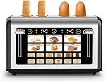TouchScreen 4 Slice Toaster with Large Digital Display, 1.5" Extra Wide Slots for Bagels & Toast, 6 Shade Settings for Bread, Waffle,Bagel,Muffin, Reheat & Defrost - Stainless Steel