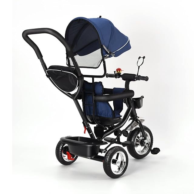 Foto 7 de 8 de Tricycle Niños Escalable Bastón y Parasol Plegable Extraíble Bolsa y Cesta Acero Triciclo Niño Escalable