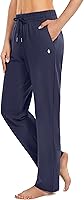 SANTINY Women's Open Bottom Cotton Sweatpants with Pockets - Soft Stretch Yoga Lounge Casual Pants