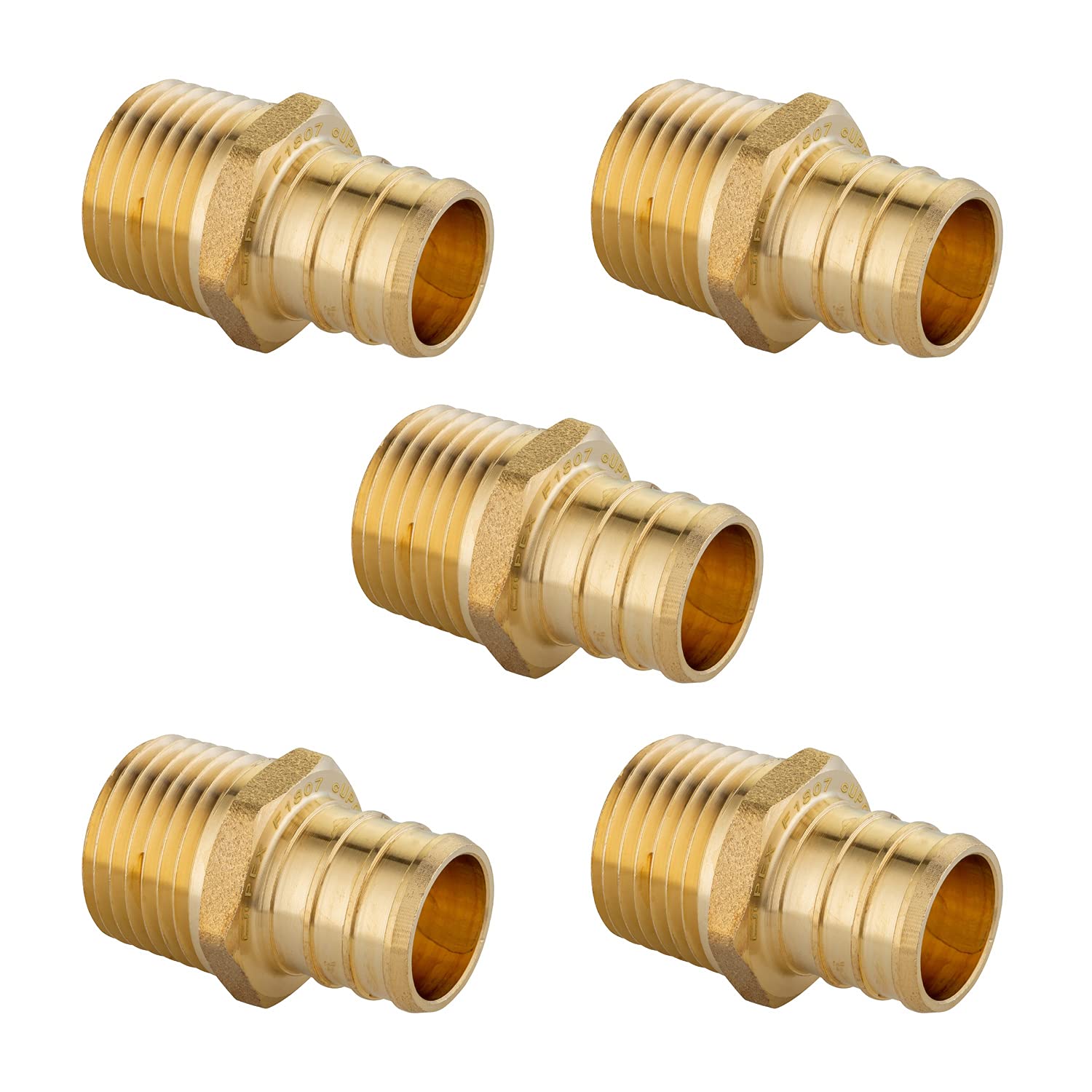 EFIELD PEX - Adaptador macho NPT de 1 pulgada x 1 pulgada (sin plomo), 5 piezas (5 unidades)