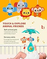 Vista 4 de KiddoLab - Móvil para cuna de bebé con música relajante. Incluye proyector de luz de techo con estrellas, animales. Móvil musical para cuna