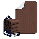 Brosive Bed Pads Washable Waterproof 24x36 Inch &lpar;4 Pack&rpar;&comma; Washable Bed Pads for Incontinence&comma; Bed Wetting&comma; and Pet Protection&comma; Brown – Ideal for Elderly&comma; Adults&comma; Kids and Pets
