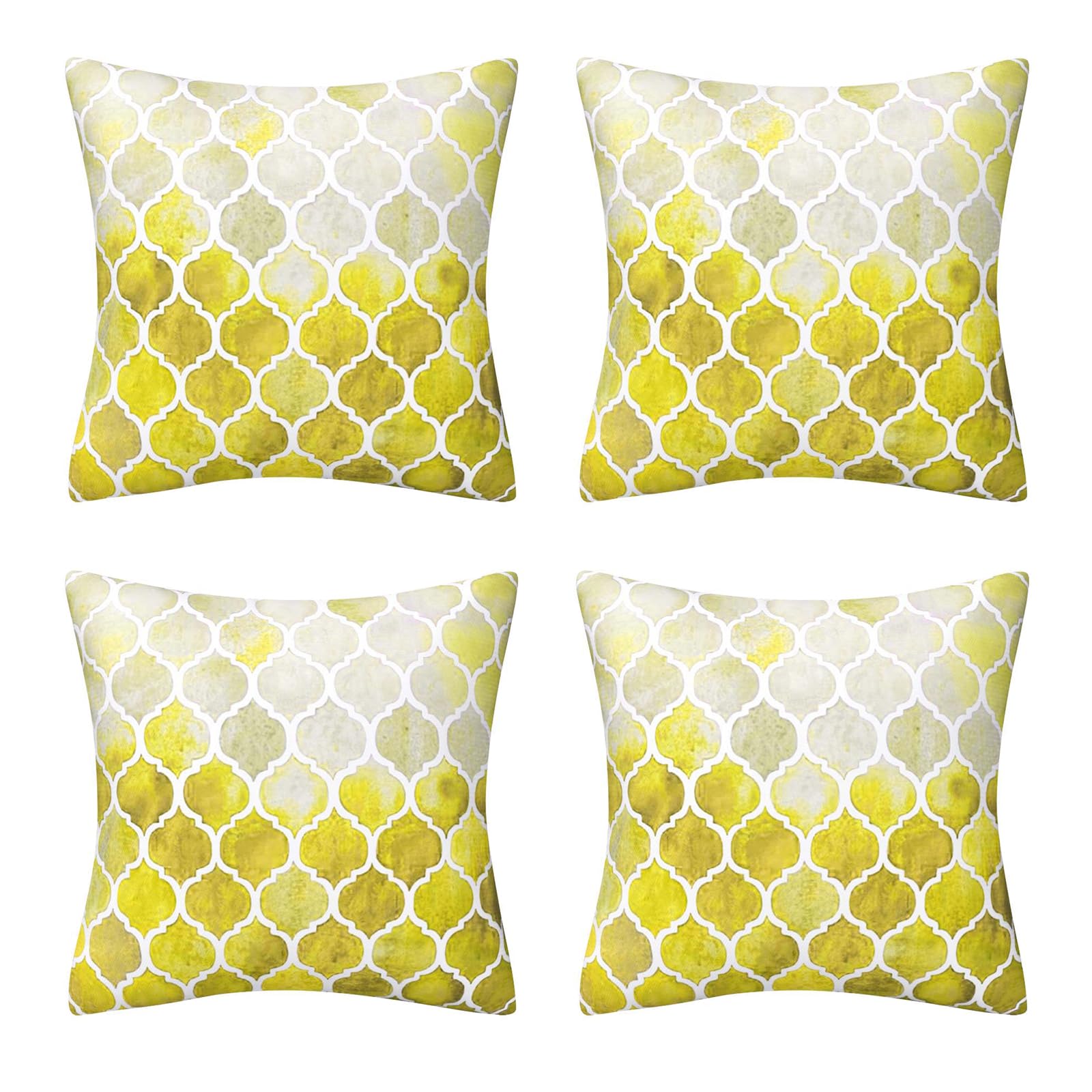 Vgzsyomqib Yellow Geometric Cushion Covers 50cm x 50cm Soft Moroccan Style Cushion Cover Velvet Polyester Modern Decorative Ombre Throw Pillow Covers for Indoor Home Sofa Bed Set of 4