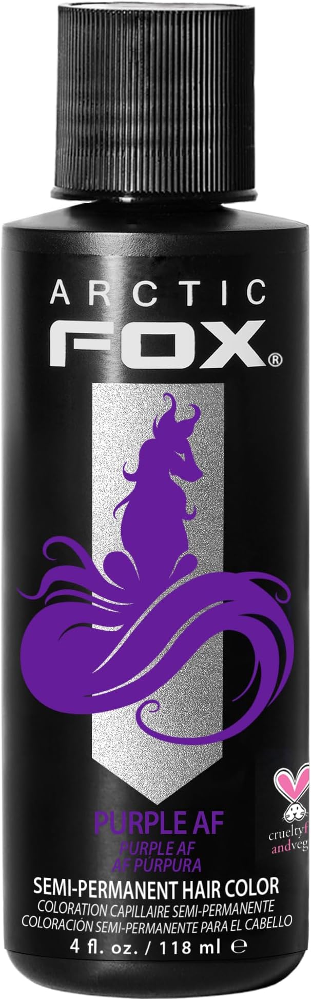 ARCTIC FOX Vegan and Cruelty-Free Semi-Permanent Hair Color Dye (4 Fl Oz, PURPLE AF)