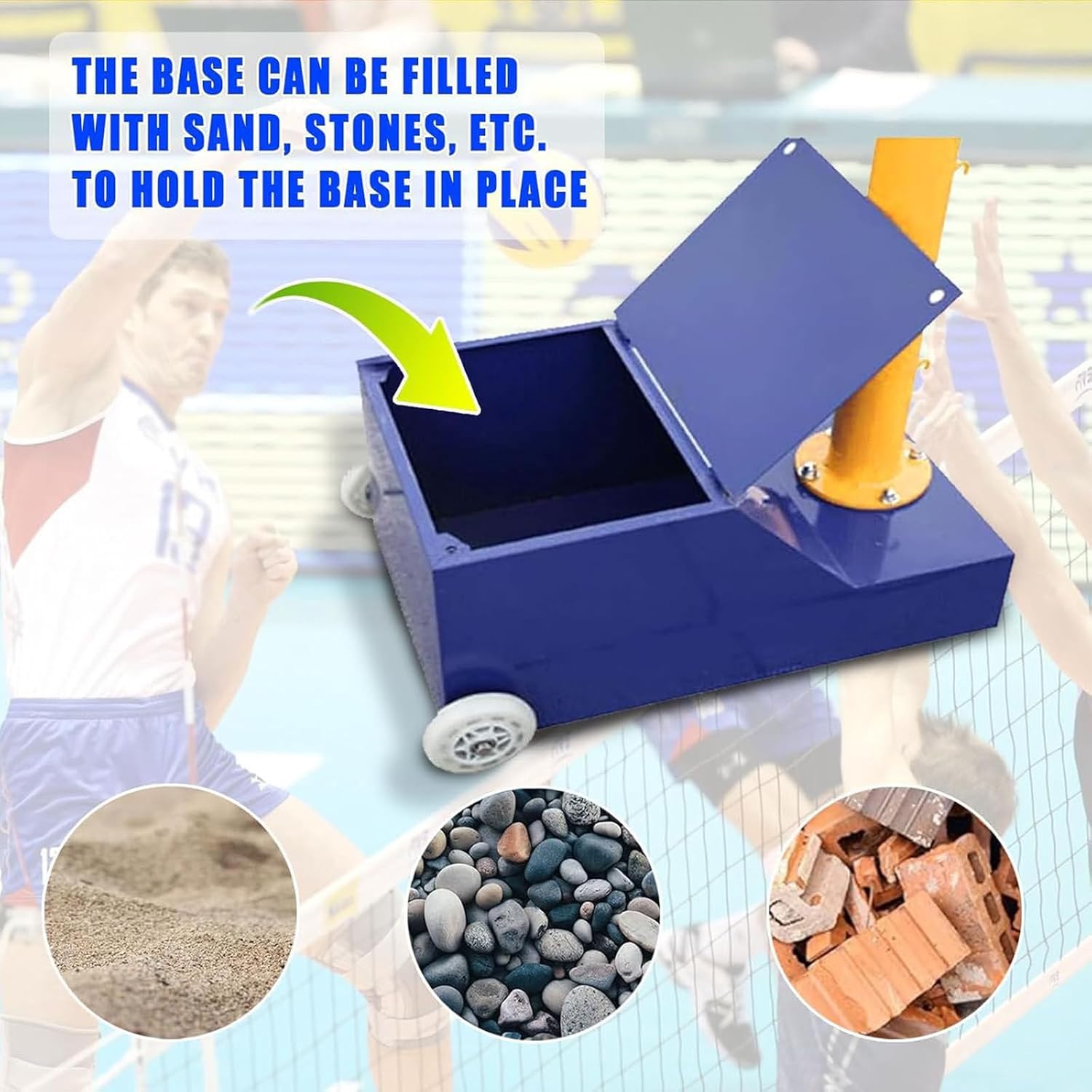 Volleyball Poles and Badminton Net Stand – Heavy Duty Portable Adjustable Height 5 6.9ft for Outdoor Sports Grounds and Gardens