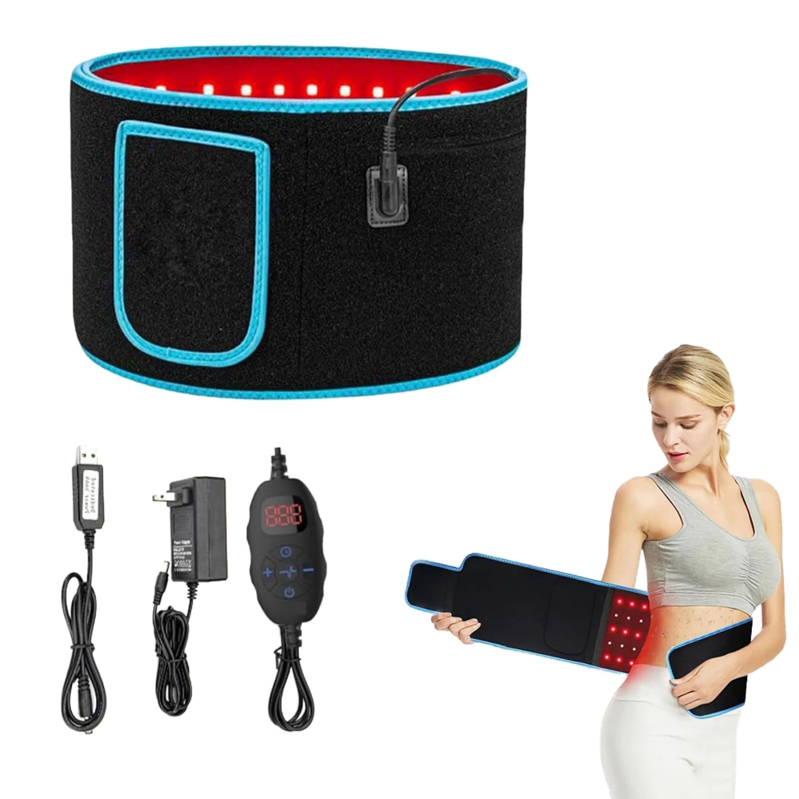 Ceinture Amincissante RéGlable Sans Fil Pour Perte De Poids, ThéRapie à La LumièRe Rouge Pour Homme Et Femme, Pour Le Ventre, Le Dos Et Les éPaules, Pour Vous Sentir Confiant