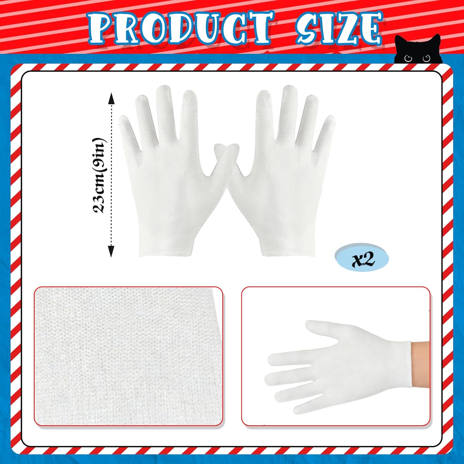 5PCS Halloween Cat Costume, Fluffy Cat Headband Tail Bowtie Gloves for 100th Day of School or World Book Week Kitty Cosplay - Image 3