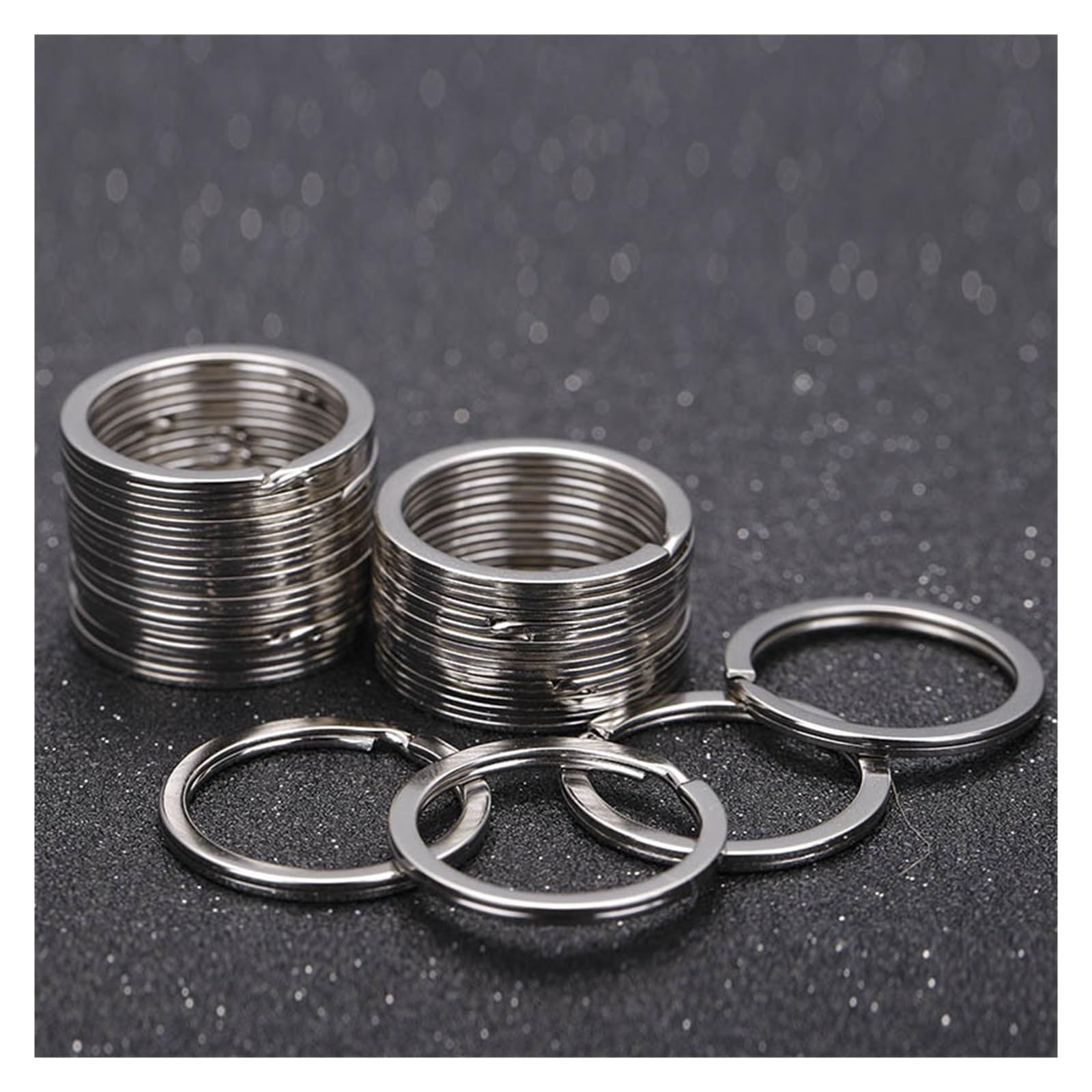 Dzielone pierścienie skokowe ze stali nierdzewnej | Srebro 15mm 30mm 40mm 20 szt.: Biżuteria, Breloki(Outer Dia 40mm)
