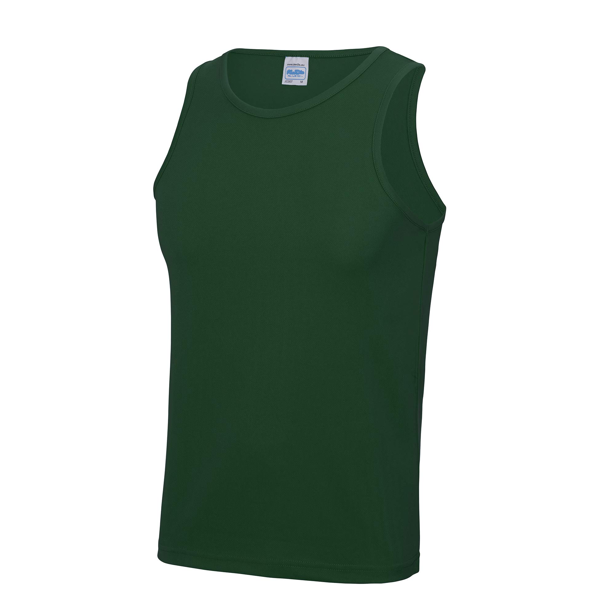 Just Cool Men's Bottle Green Sports Gym Plain Tank / Vest Top (M) (Bottle Green)