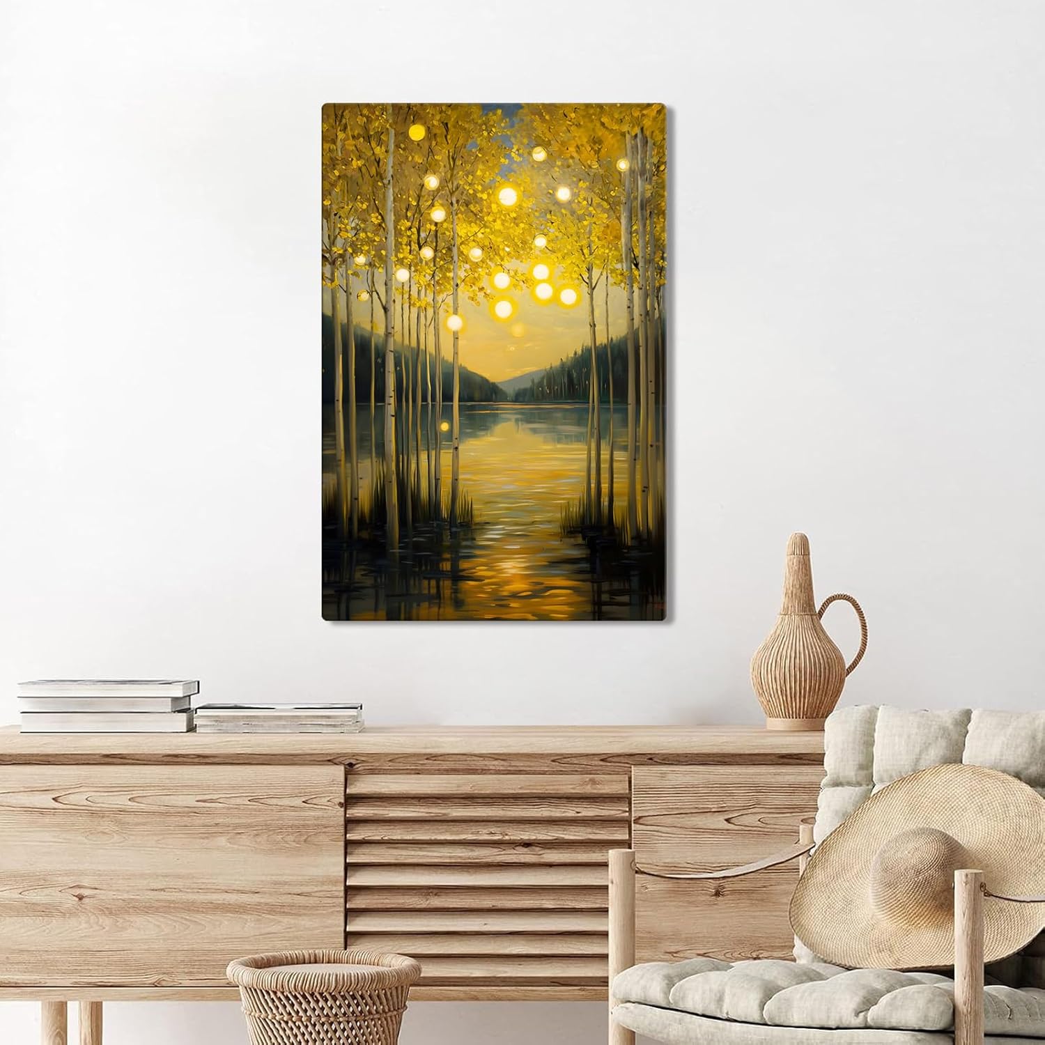 Gustav Klimt Canvas Wall Art, Minimalist Canvas Prints, Klimt Sun Forest Trees Prints, Gallery Wall Decor, Surreal Art Prints, Wall Art for Living Room, Bedroom (24"x36" | 62x92cm)