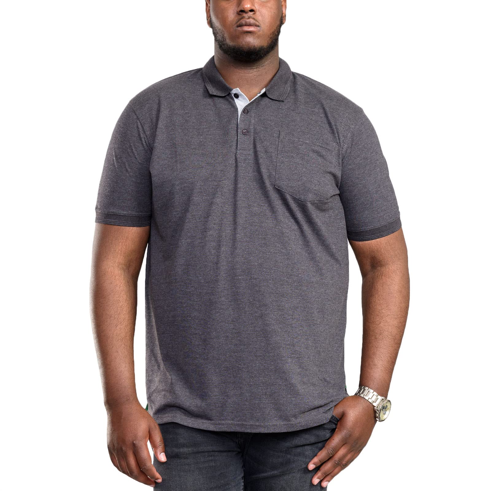 D555 Men's Charcoal Marl Charcoal Basic Polo Shirt