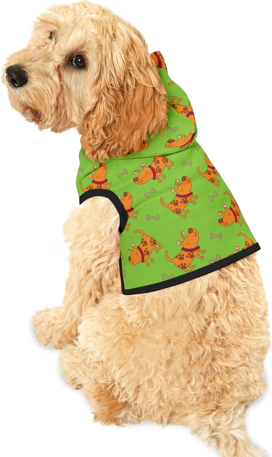 Generic Dog Pattern Hoodie Funny Dogs and Bones Seamless Pattern Hoodie (White Rib, XX-Small)