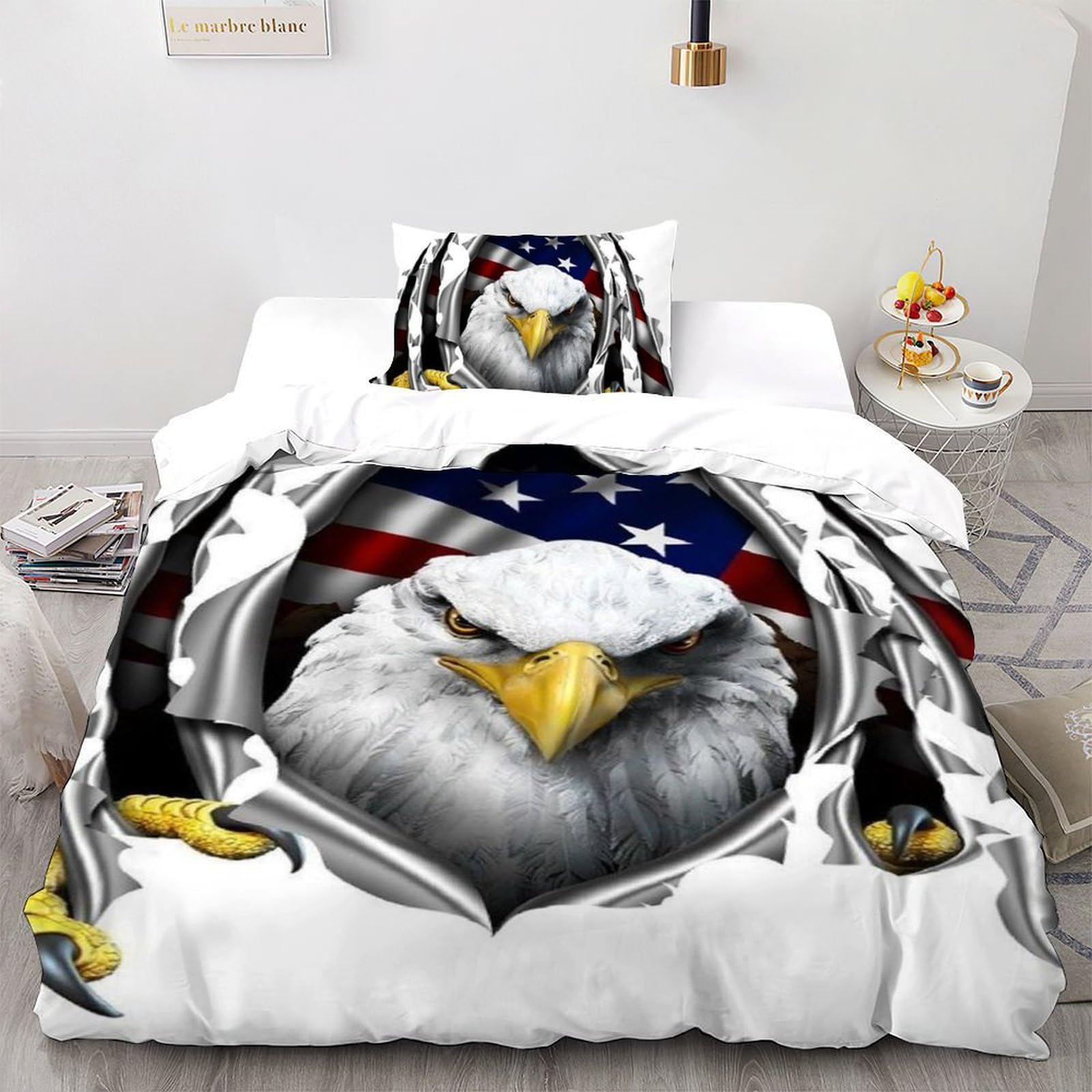 Housse de couette 3D enfants motif aigle lit simple 135x200 avec sa taie
