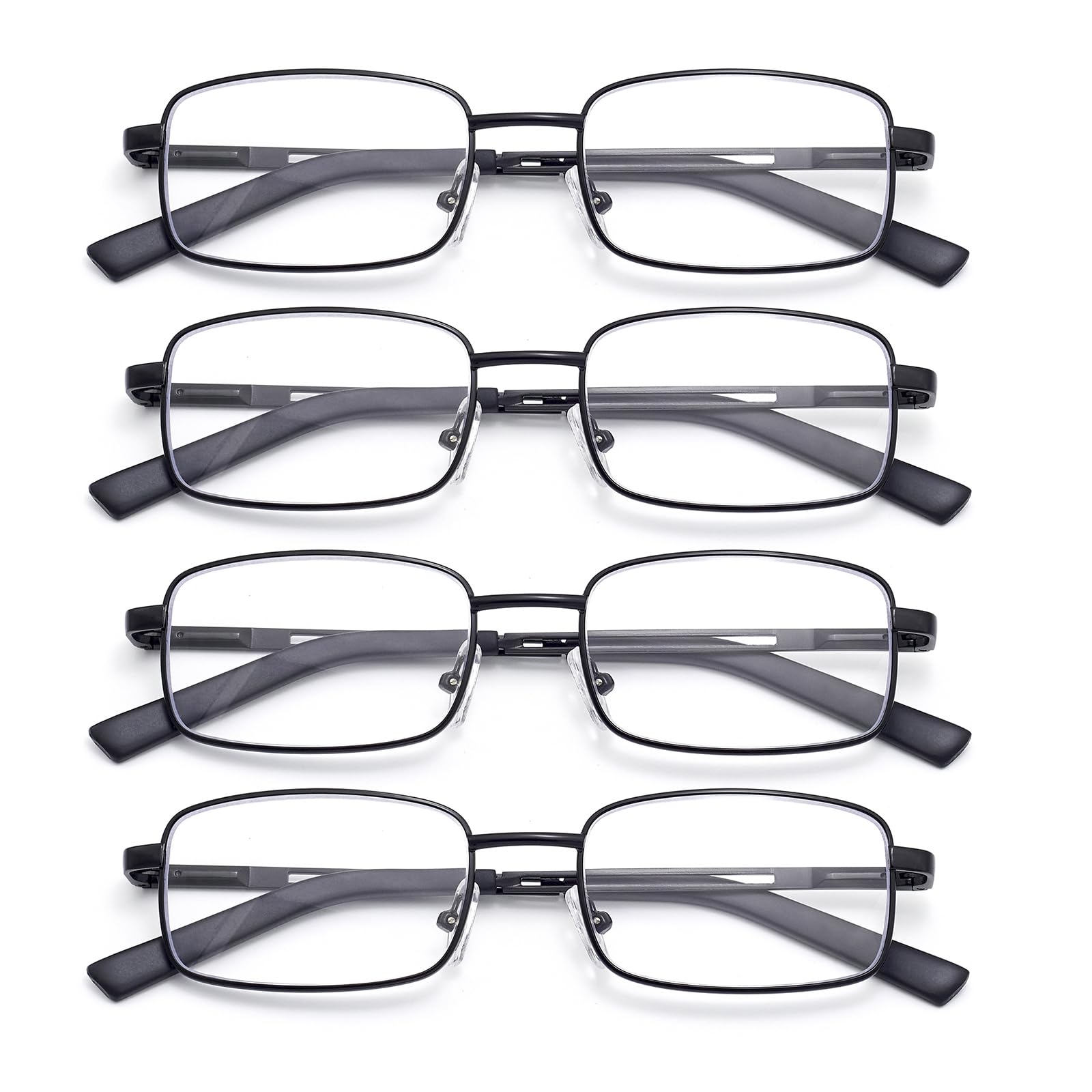 HIGHLIKE Lesebrille für Herren, Metall, biegsam, mit transparenten Gläsern, blaues Licht