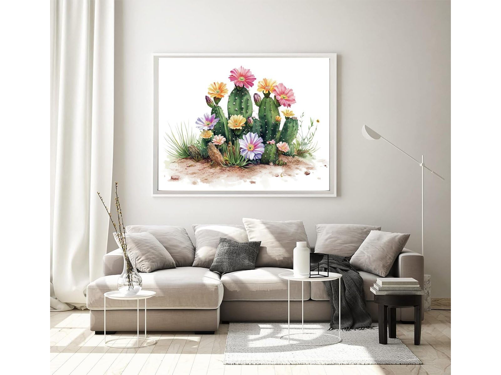 Kaktus Malen nach Zahlen Erwachsene, DIY Malen Nach Zahlen Blume Muster Design, 70X90CM Handgemalt Ölgemälde Bastelset Erwachsene Frauen Anfänger, Zimmer Deko Schlafzimmer, Geschenke für Frauen