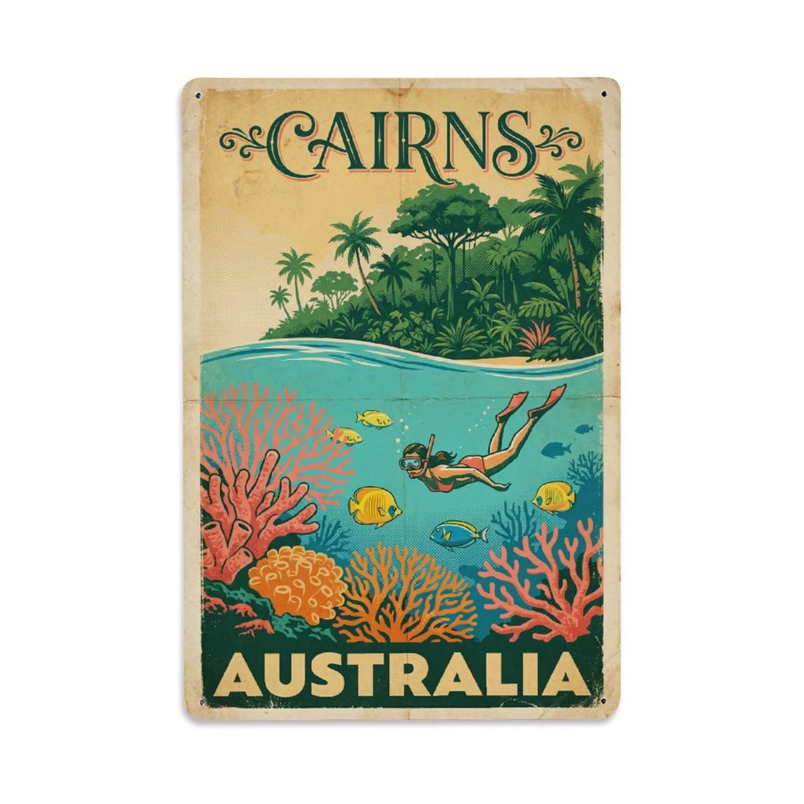 Metal Tin Sign Australia Cairns Travel Retro