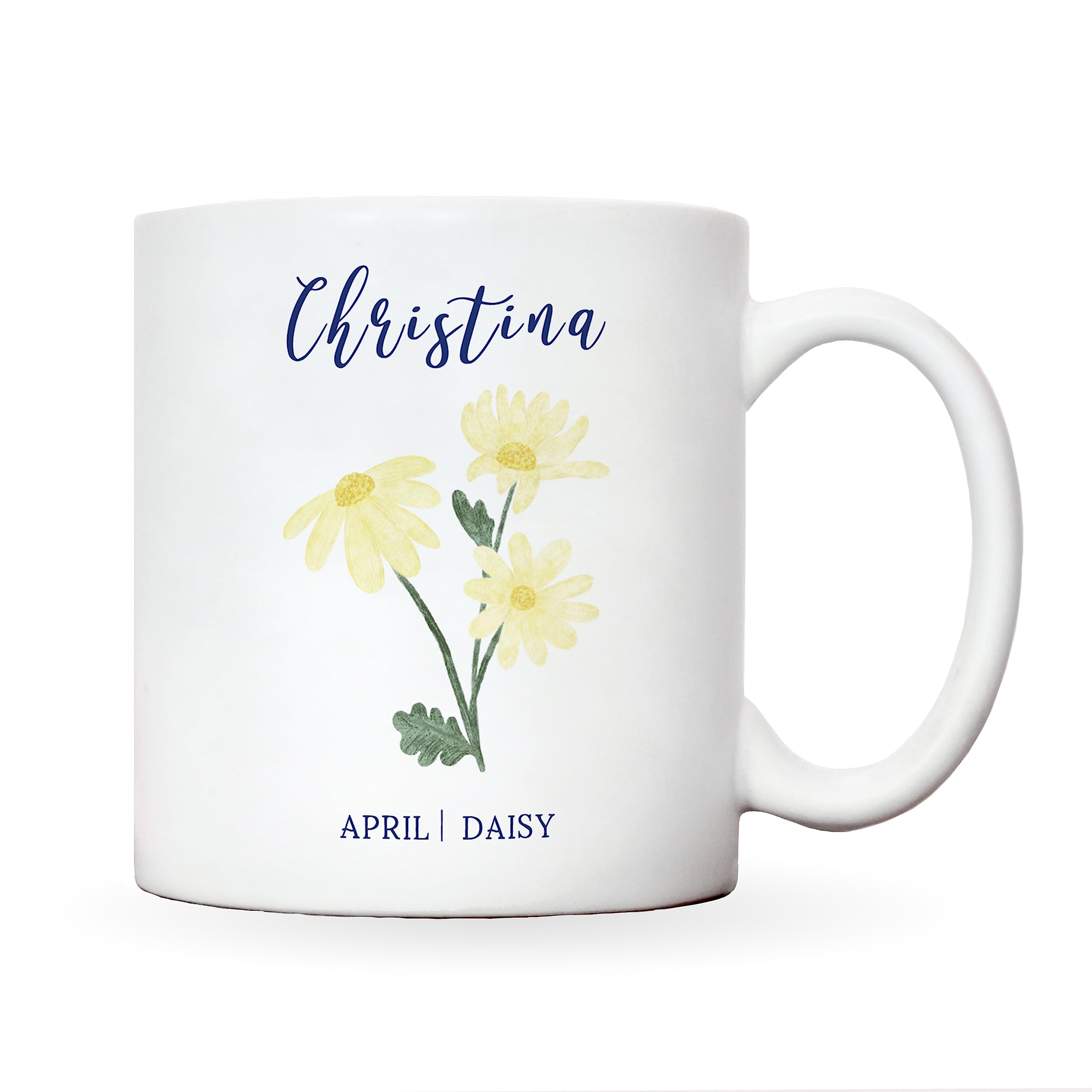 Manta Makes Birth flower personalised mug or coaster | personalized mug with birth month flower | birthday gift for her birth flower gift custom mug (April, Mug)