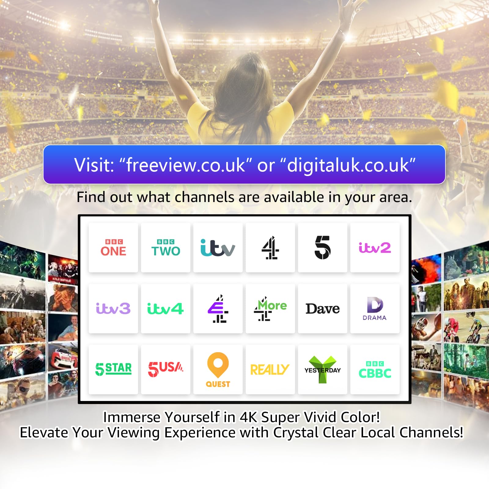 TV Aerial - Magnetic Base 360° Signal Reception Digital TV Aerial Indoor Compatible with Smart TV and All Televisions Supports 8K 4K 1080P Universal Indoor Aerial 5m Coaxial Cable - 4