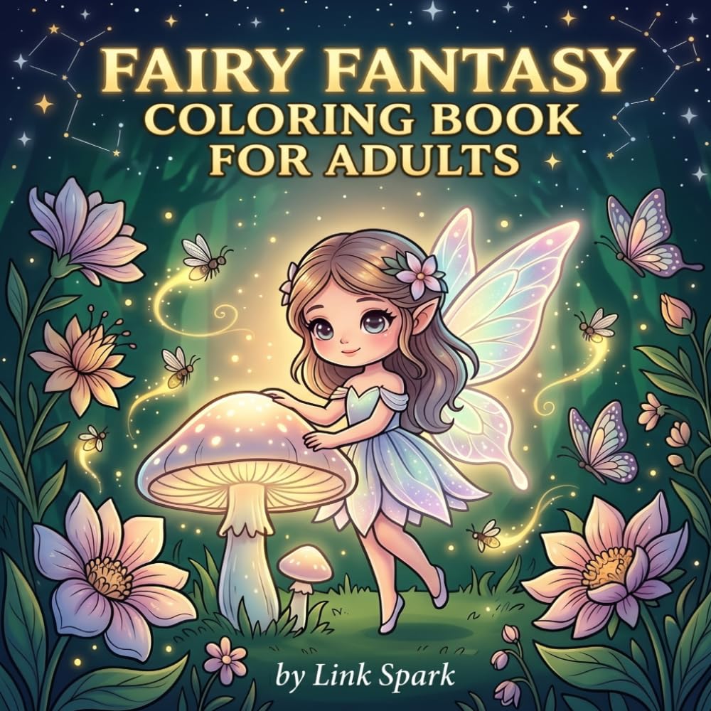 Fairy Fantasy Coloring Book for Adults: Cute Fantasy Coloring Pages with Magical Fairies Easy Designs and Relaxing Scenes for Stress Relief