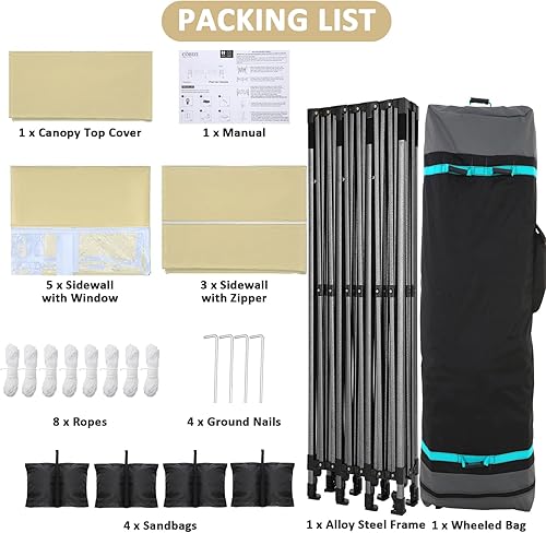 Miniatura 251 de COBIZI - Toldo desplegable de 10 x 10 pies, 4 paredes laterales, FPU 50+ para todo el año, resistente al viento, impermeable, uso comercial, Gris