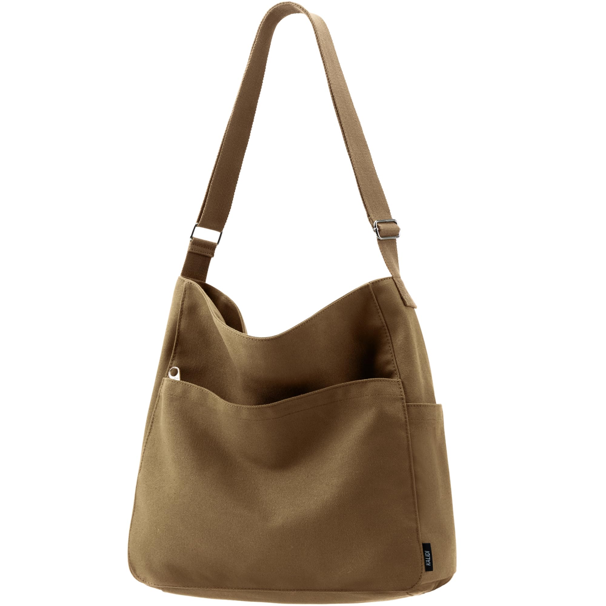 KALIDI Canvas Tote Bag Large Hobo Crossbody Shoulder Handbag Zipper Messenger Bag for Women or Men Casual College