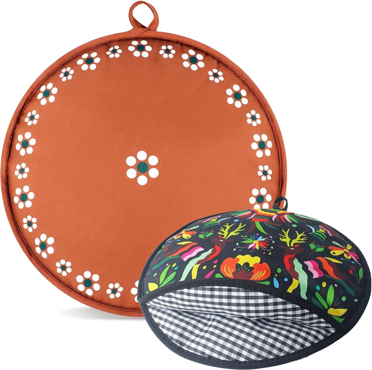 2-Pack Tortilla Warmer Pouch, 12 Inch Round Microwavable Insulated Fabric Bag to Keep Tortillas Soft & Warm, Heat Keeper for Corn & Flour Shells, Tacos, Naan, Ideal for Family Meals & Parties