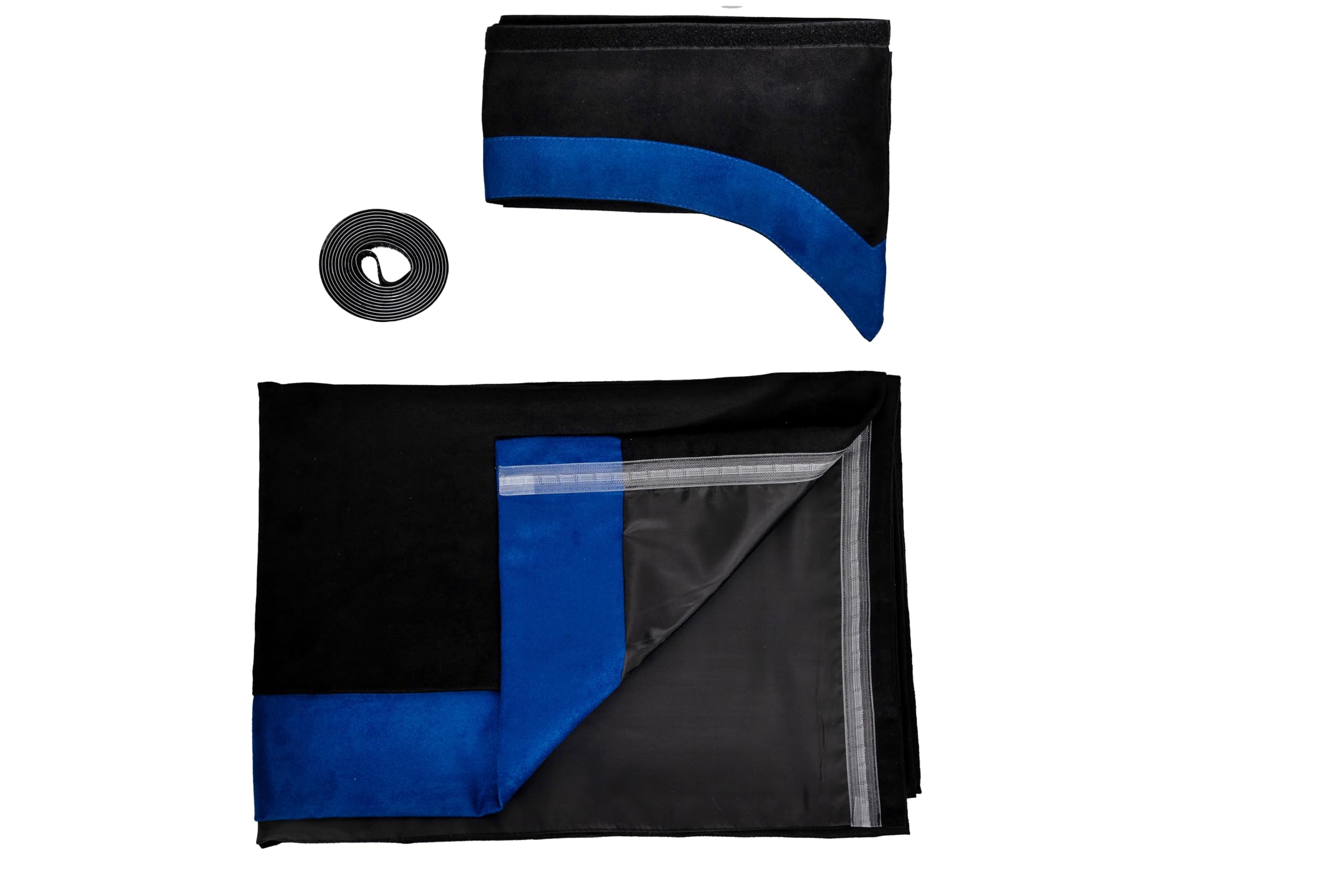 LKW Vorhänge passend für Volvo FH FH4 FH5 5-teiliges Gardinen-Set Schwarz Blau mit Borde Haken