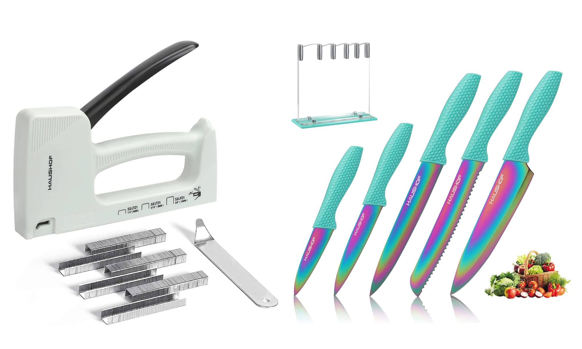 HAUSHOF Light Duty Staple Gun Kit Fits JT21 Staples of 1 4 5 16 3 8 Kitchen Chef