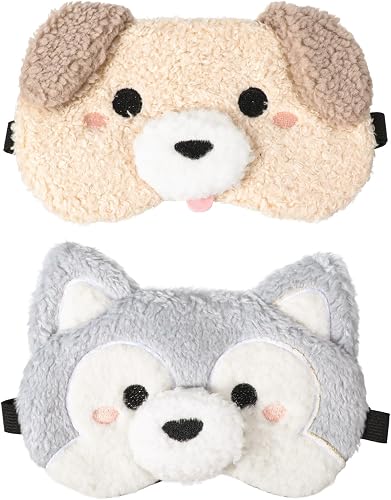 Ouligay Kids Sleeping Masks 2-Pack Cute Plush Puppy Eye Covers with Adjustable Elastic Strap for Sleep & Travel Ouligay Kids Sleeping Masks 2-Pack Cute Plush Puppy Eye Covers with Adjustable Elastic Strap for Sleep & Travel