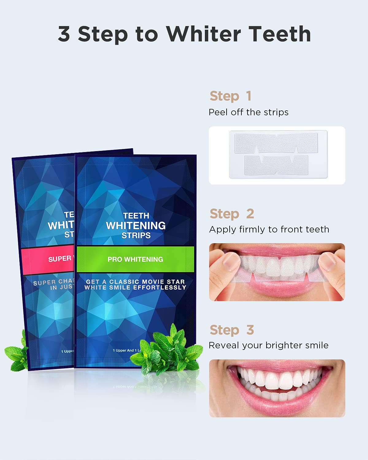Teeth Whitening Strips , Non-Slip for Sensitive Teeth , White Strips for Teeth Whitening Remove All Manner of Stains in 30mins , 18 Pcs Teeth White Strips Dental Formula : Beauty & Personal Care