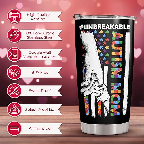 Miniatura 6 de 34HD Regalos para mamá, vaso con tapa de acero inoxidable de 20 onzas, taza de café para mamá, taza de café para mamá, regalos de conciencia sobre