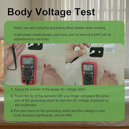 Miniatura 4 de RIQINXIN Funda de almohada con cable de conexión a tierra de 15 pies, funda de almohada conductiva para conexión a tierra tamaño King de 20 x 36