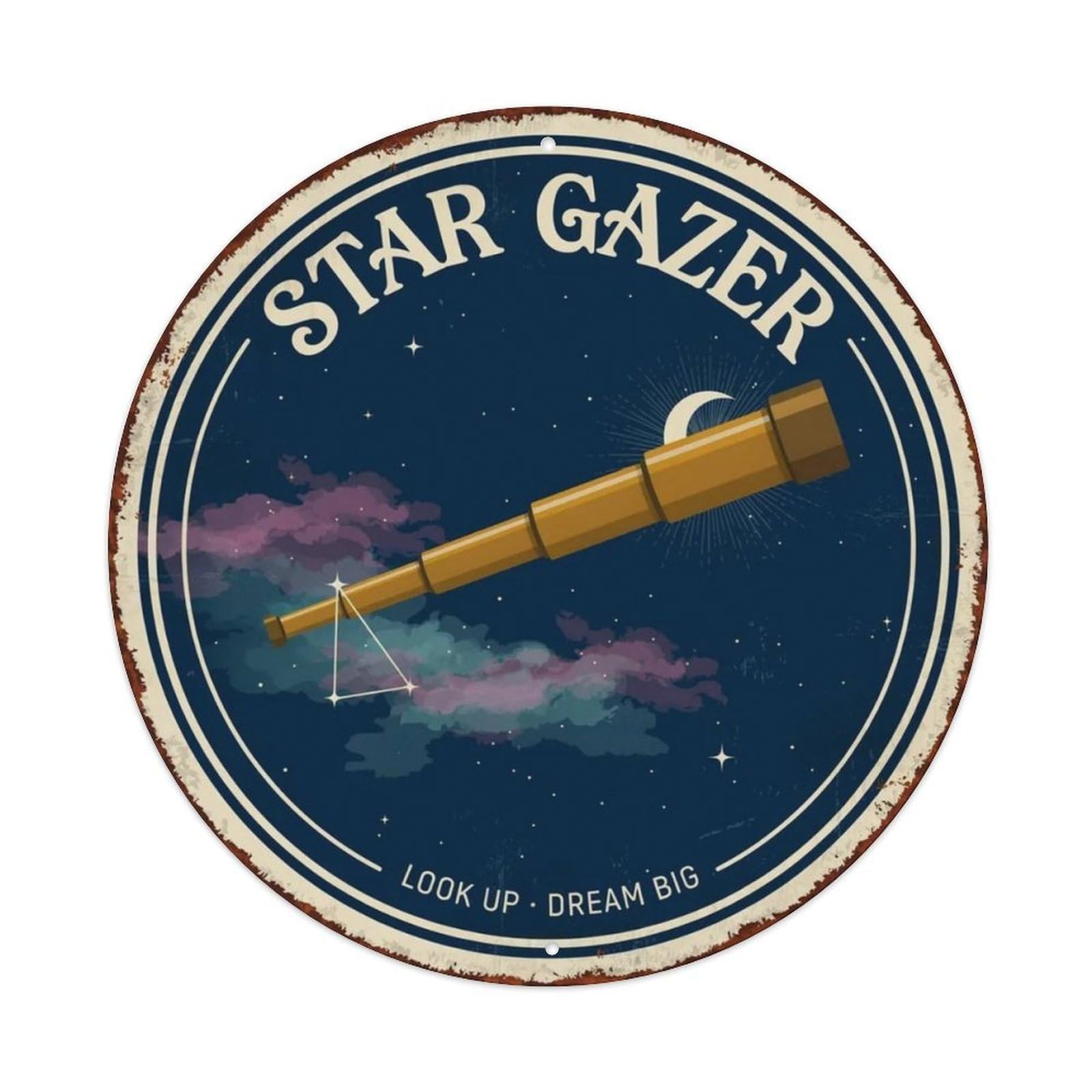 Star Gazer Metal Tin Sign Plaque