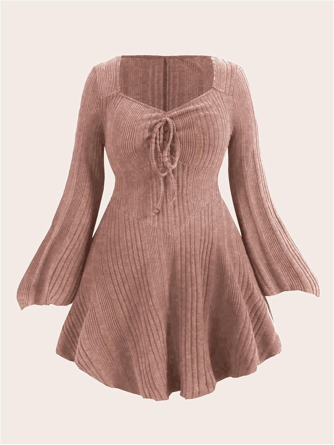 Verdusa Womens Plus Size Sweater Dress Fall Dresses Bell Long Sleeve Lightweight Short Sweater Dresses Corset Dress - Image 3