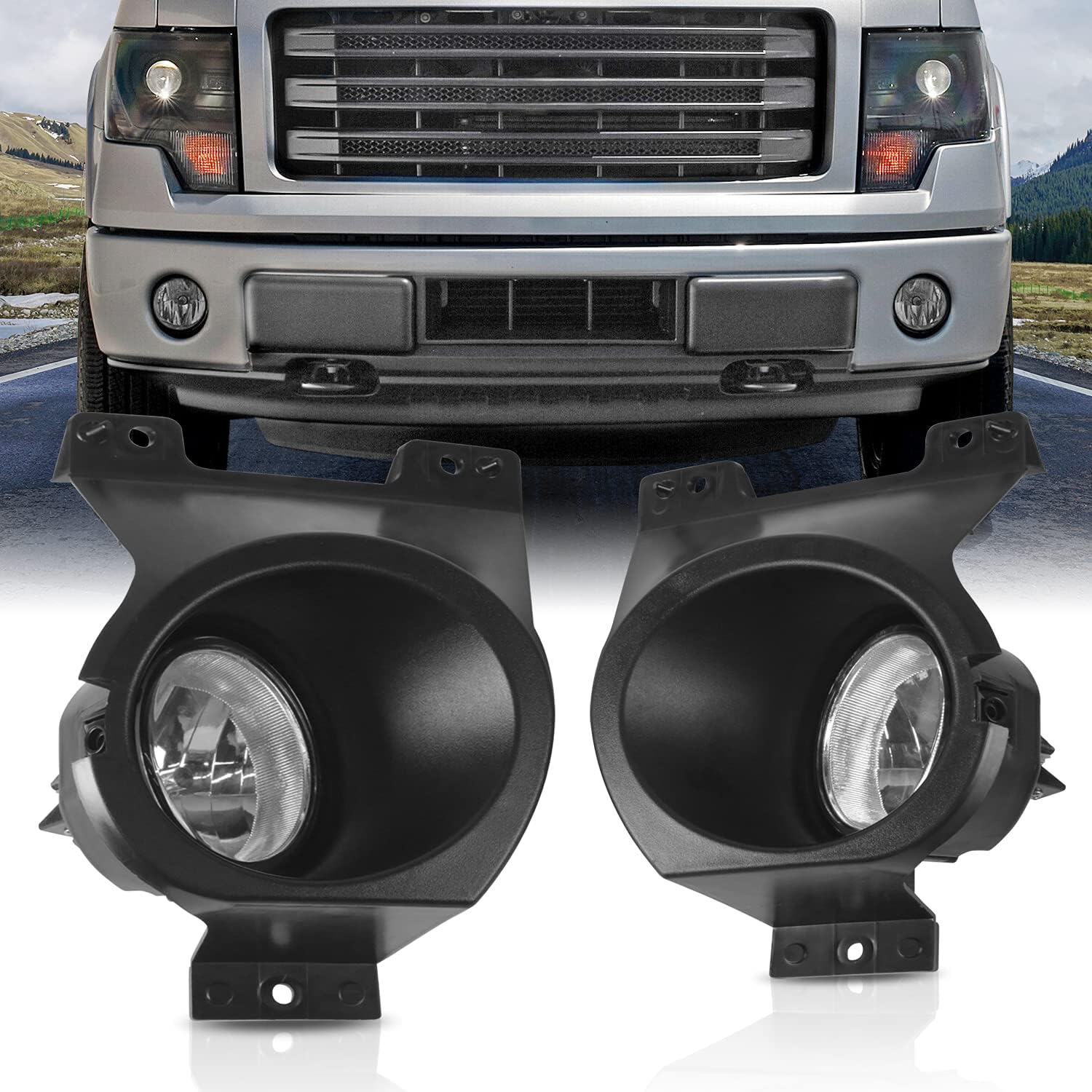 Pair Fog Lights Assembly Kit Driving Bumper Lamps H10 12V