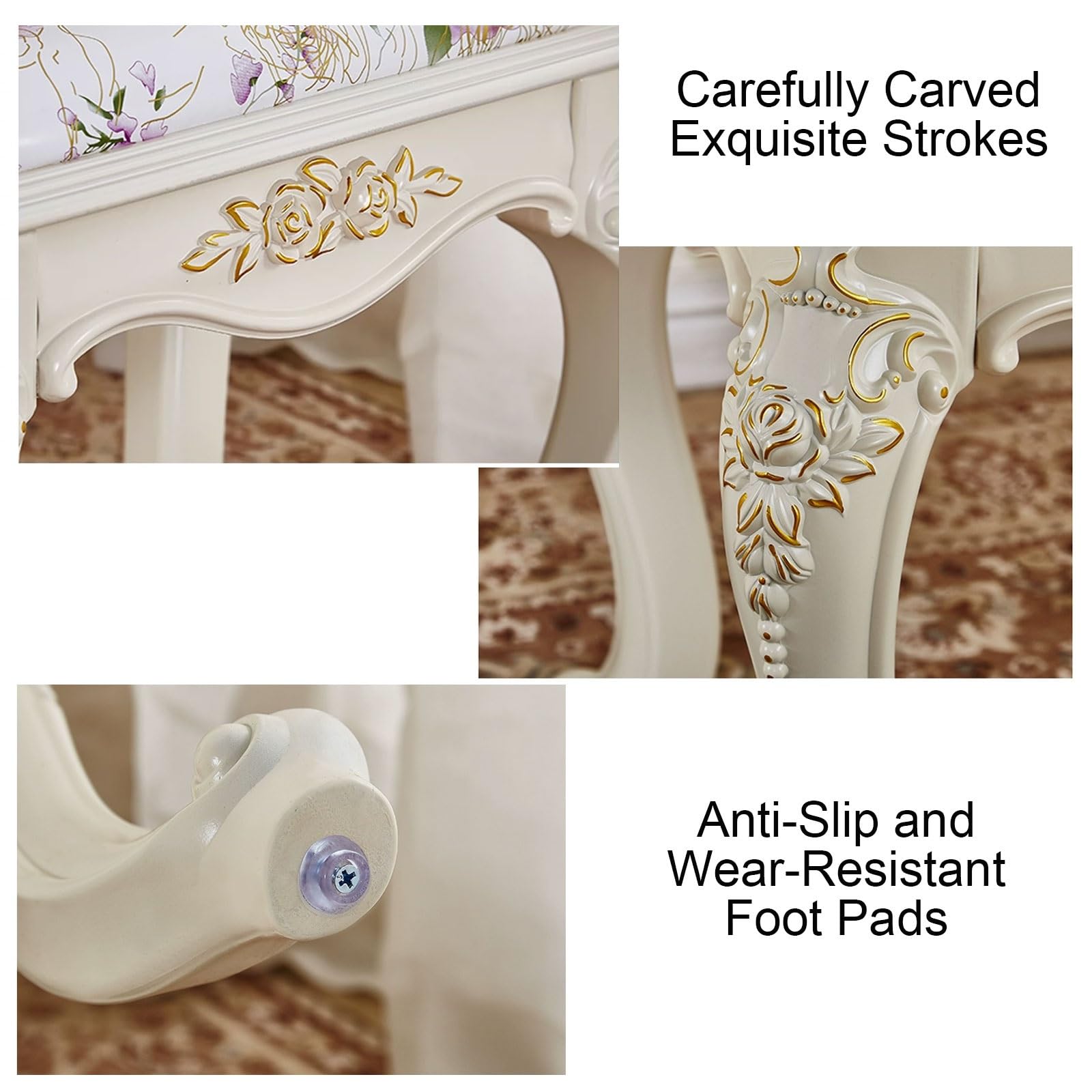 Taburete de maquillaje verde claro para mujer, silla cuadrada tapizada Vani moderna con patas de ABS duraderas, diseño de asiento elegante para dormitorio, sala de maquillaje y tocador