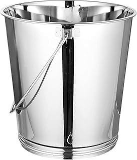 Mintage Stainless Steel Bucket for Bathroom 15.6 litres Capacity | Water Storage Bucket for Kitchen | Balti for Serving | Leak Proof Multipurpose Use | Balti for Home Steel Buckets with Handle