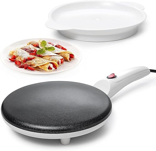 Vista 16 de Moss & Stone Máquina eléctrica de crepas rosa de 8 pulgadas, máquina de crepas portátil e interruptor de encendido/apagado de placa caliente