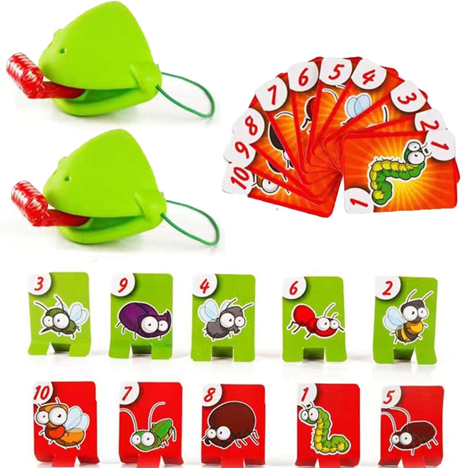 AMERTEER Frog Tongue Mask Game | Funny Board Game for Kids 4+ | Quick to Lick Insect Cards Set | Family Party Game | Perfect Birthday & Christmas Gift (Includes Double Mask, Double Tongue, 20 Cards)